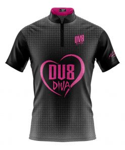 DV8 Women's Diva Performance Crew Bowling Jersey Shirt Dri-Fit Pink 